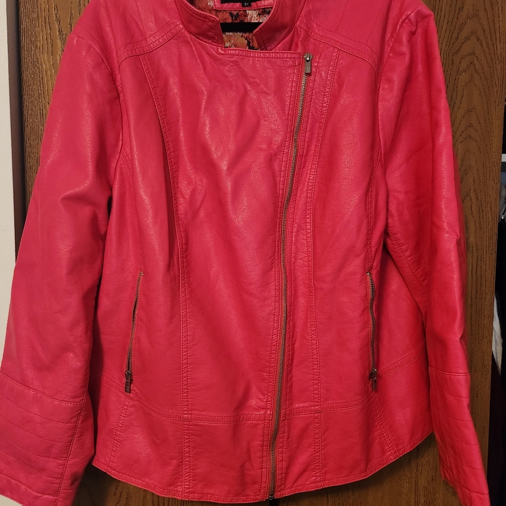 Black Rivet ☃️Pink Faux Leather Jacket 3x - Picture 4 of 10